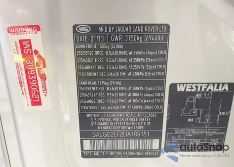 2013 Land Rover Range Rover Supercharged z USA, uszkodzony, nr VIN SALGS2EF2DA109151